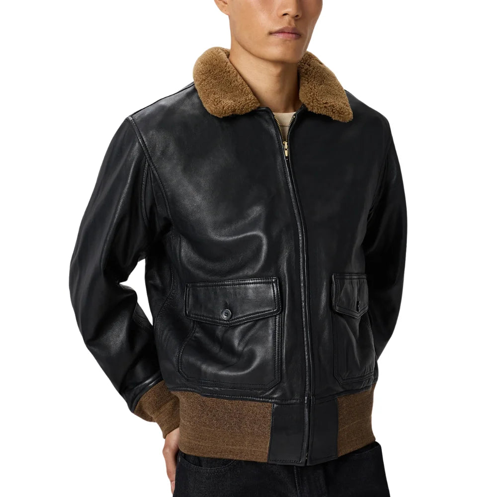 Men's-Black-Leather-G-1-Flight-Jacket