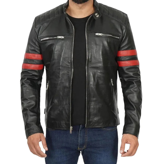 Men's-Black-Red-Striped-Biker-Leather-Jacket