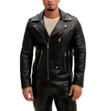 Men's-Black-Snakeskin-Embossed-Biker-Jacket
