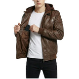 Men's-Brown-Hooded-Leather-Bomber-Jacket