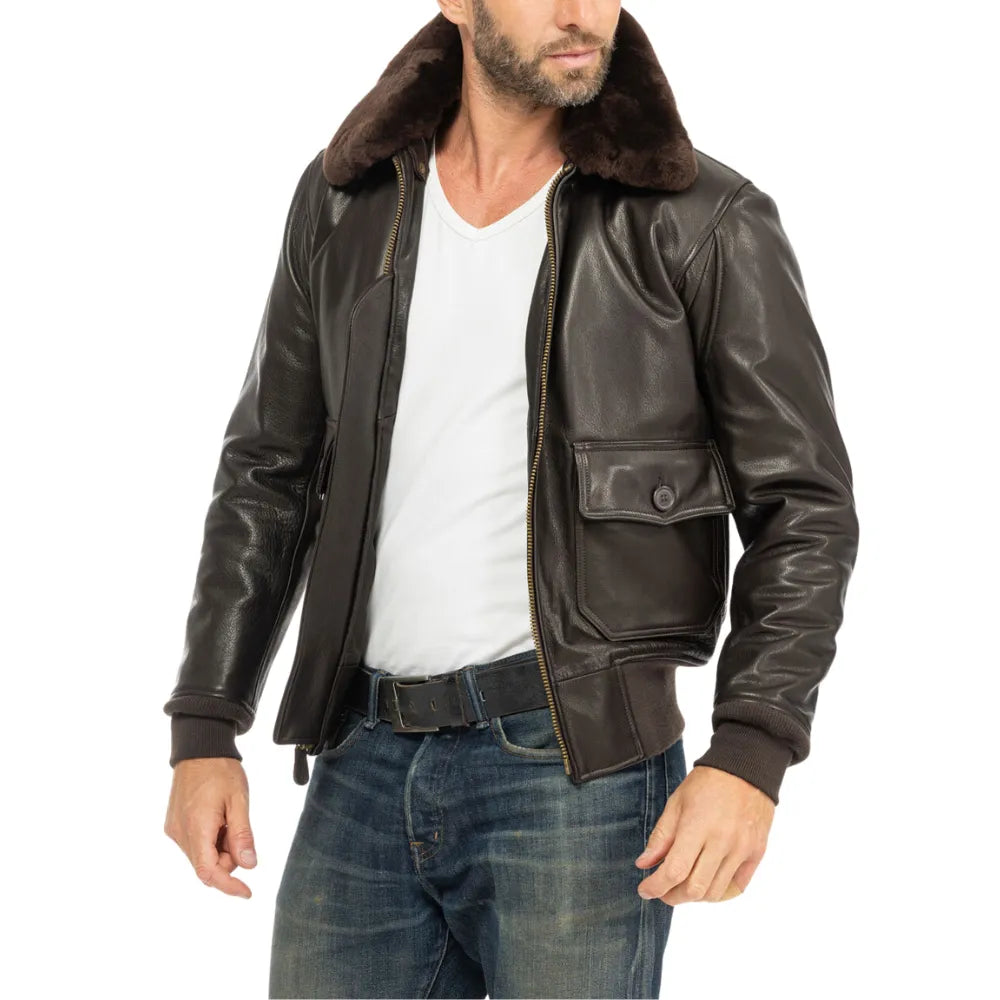 Men's-Brown-Leather-G-1-Flight-Jacket