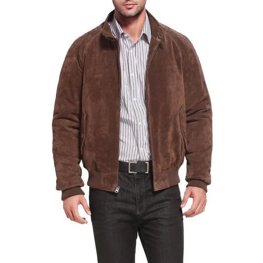 Men's-Brown-Suede-Bomber-Jacket