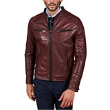 Men’s-Burgundy-Leather-Jacket-with-Stand-Collar
