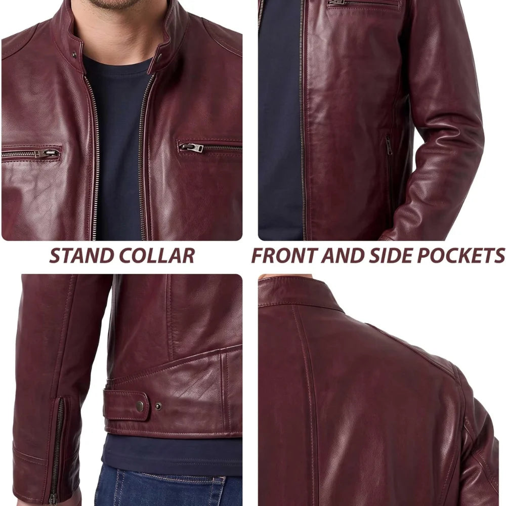 Men's-Cafe-Racer-Maroon-Jacket