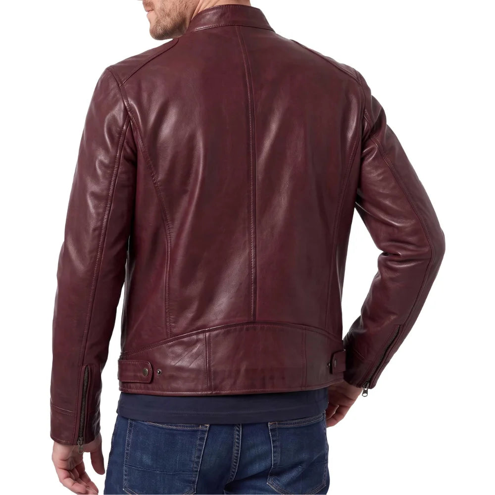 Men's-Cafe-Racer-Maroon-Leather-Jacket