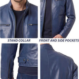 Men's-Cafe-Racer-Navy-Blue-Leather-Jacket