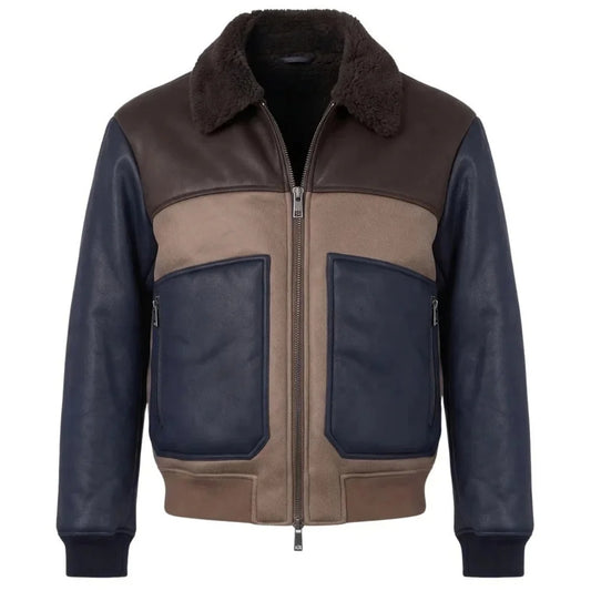 Men's-Colorblock-Shearling-Collar-Bomber-Jacket