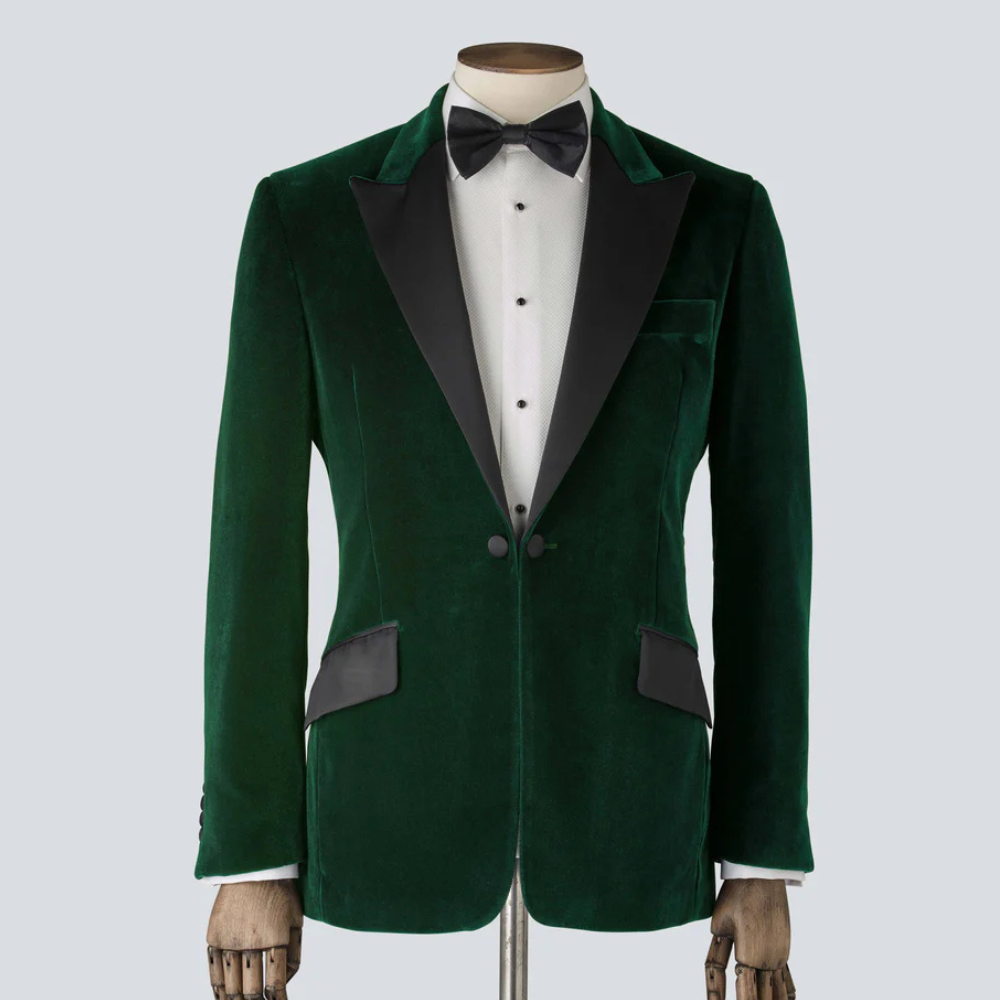 Men_s-GreenVelvet-Single-Breasted-TuxedoJacket-Peak-Lapel