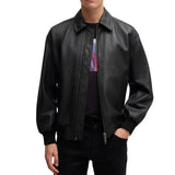 Men's-Lamsbkin-Black-Relaxed-Fit-Black-Bomber-Jacket 