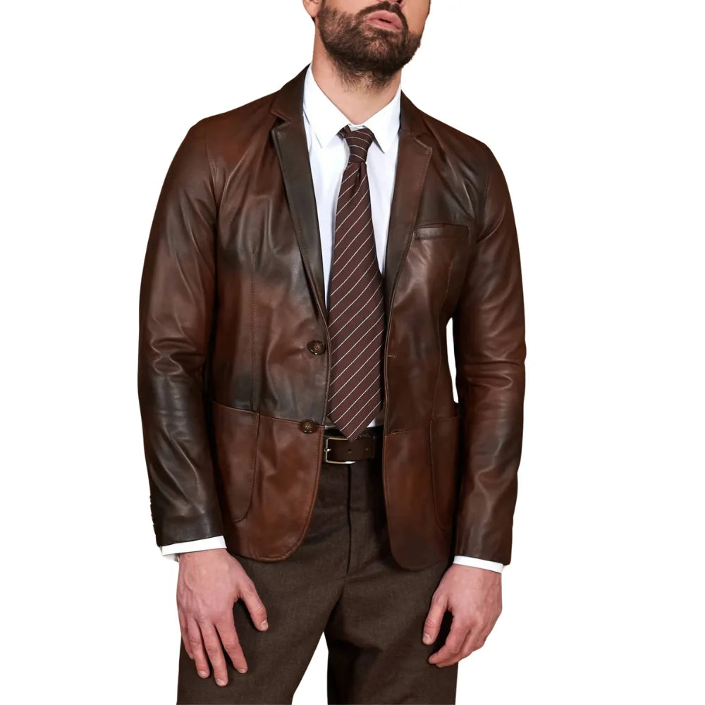 Men's-Leather-Brown-Blazer