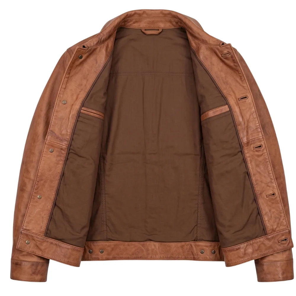 Men's-Leather-Cognac-Tan-Trucker-Jacket