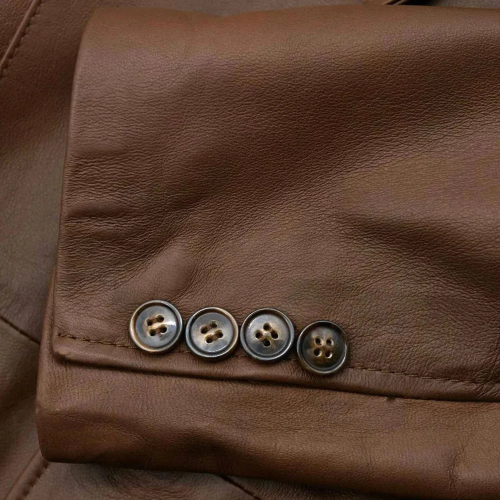 Men's-Leather-Notch-Lapel-Brown-Blazer