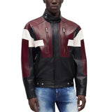 Men's-Maroon-Black-Leather-Cafe-Racer-Jacket