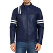 Men's-Navy-Blue-Leather-Racing-Jacket-With-Striped-Sleeves-Details