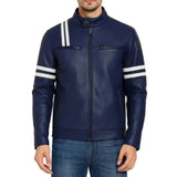 Men's-Navy-Blue-Leather-Racing-Jacket-With-Striped-Sleeves-Details