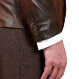 Men's-Notch-Lapel-Leather-Brown-Blazer