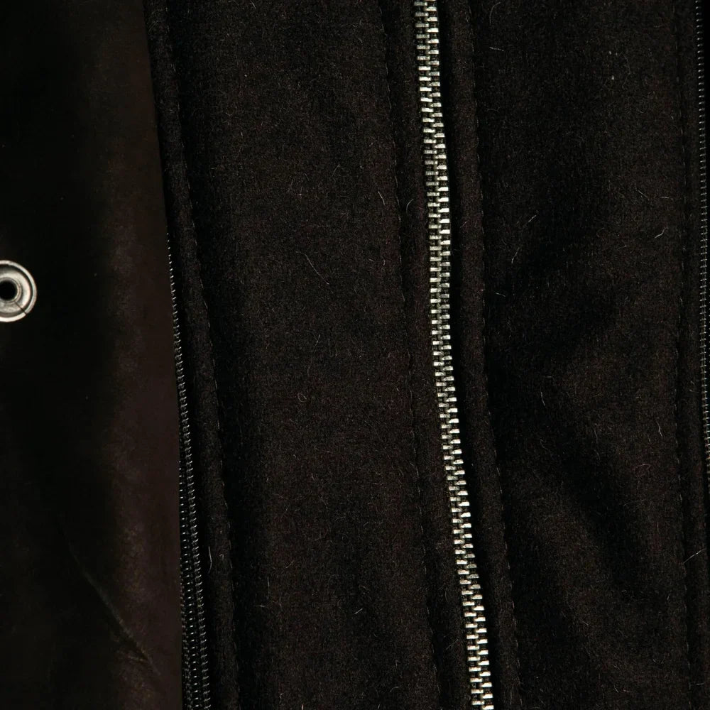 Men’s Cognac Nubuck Cowhide Leather Jacket with Snap Collar