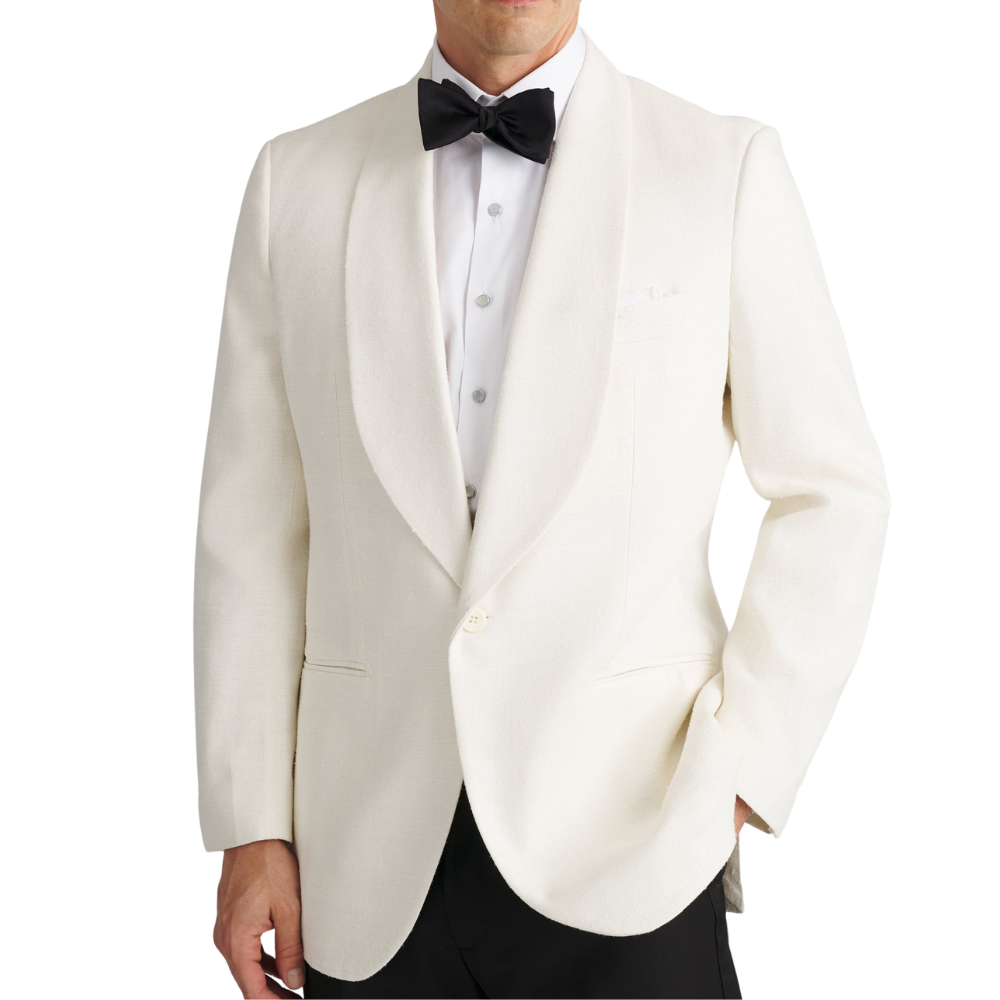 One-button ivory tuxedo jacket for men
