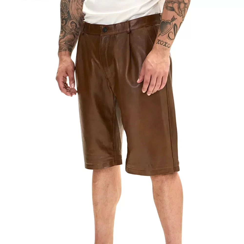 Men_sNappaLambskinbrownLeatherShorts