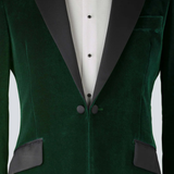Mens-GreenVelvet-Single-Breasted-TuxedoJacket-Peak-Lapel