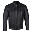 Men's Buffalo Leather Black Motorcycle Jacket with Removable CE Armor - Trendy Jacket