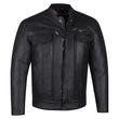 Men's Buffalo Leather Black Motorcycle Jacket with Removable CE Armor