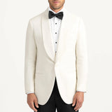 Mens Shawl Lapel Cream Linen Blend Dinner Jacket