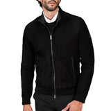 Men's Suede Leather Black Bomber Jacket
