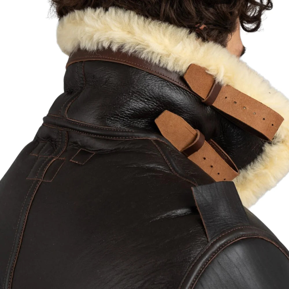 Henry Men's Real Brown B3 Sheepskin Flight Jacket