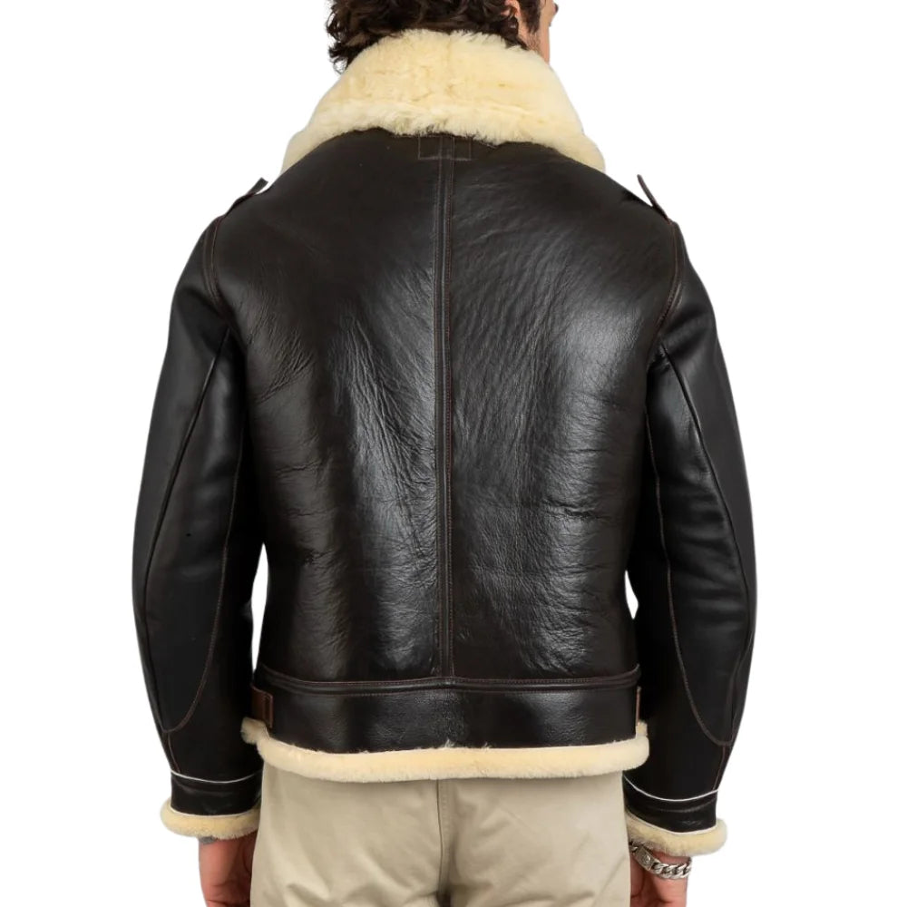 Henry Men's Real Brown B3 Sheepskin Flight Jacket