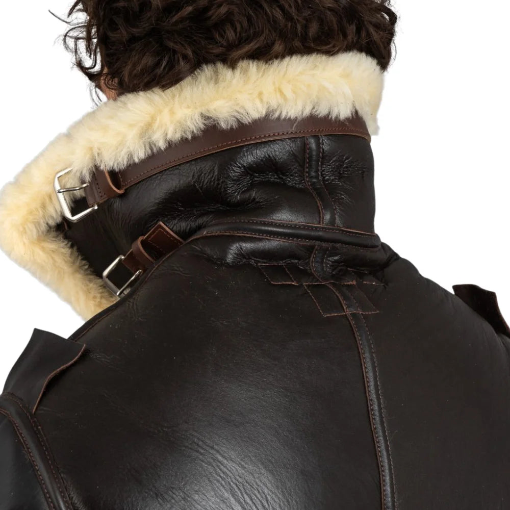 Henry Men's Real Brown B3 Sheepskin Flight Jacket
