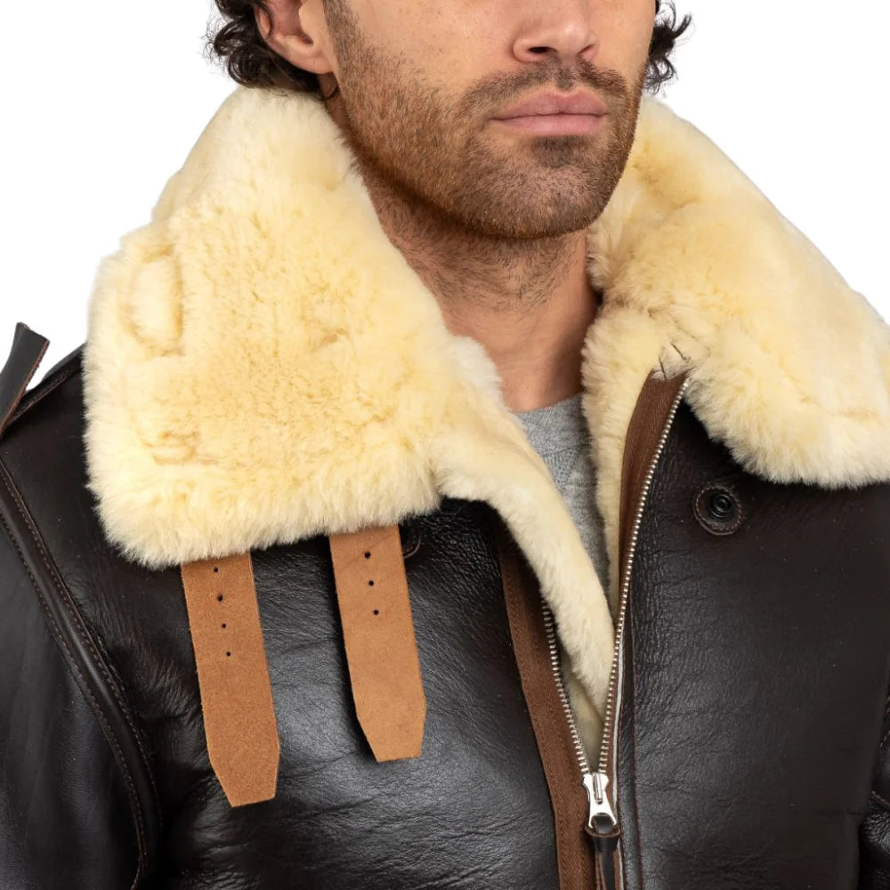 Henry Men's Real Brown B3 Sheepskin Flight Jacket