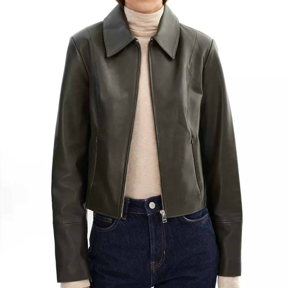 Olive_Green_Shirt_Collar_Genuine_Leather_Jacket_Women_s