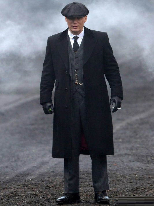 Thomas Shelby Black Long Wool Coat For Men