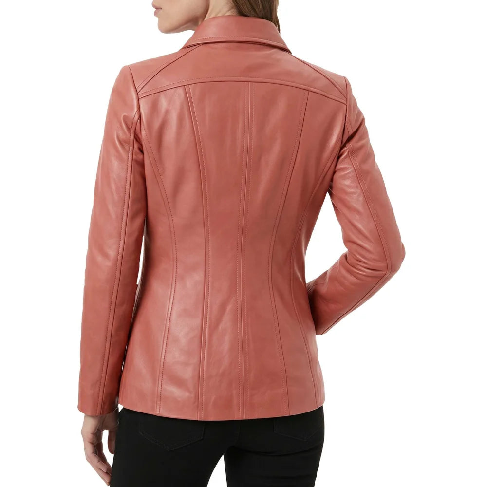 Pink-Leather-Shirt-Jacket-Women's
