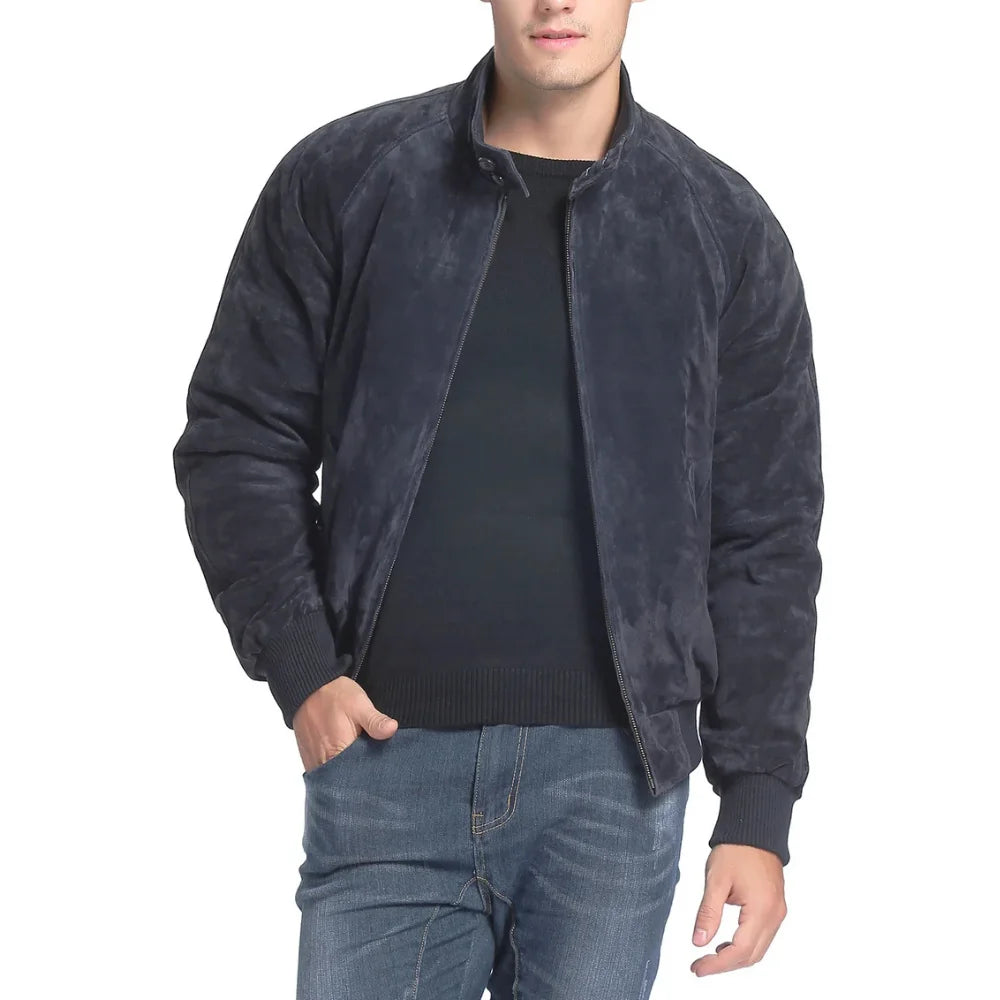 Prussian-Blue-Suede-Bomber-Jacket-Men's