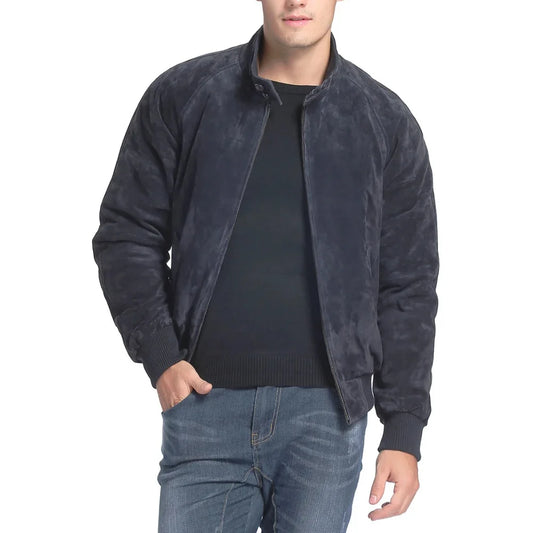 Prussian-Blue-Suede-Bomber-Jacket-Men's