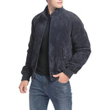 Prussian-Blue-suede--Bomber-Jacket-Stand-Collar-Men's