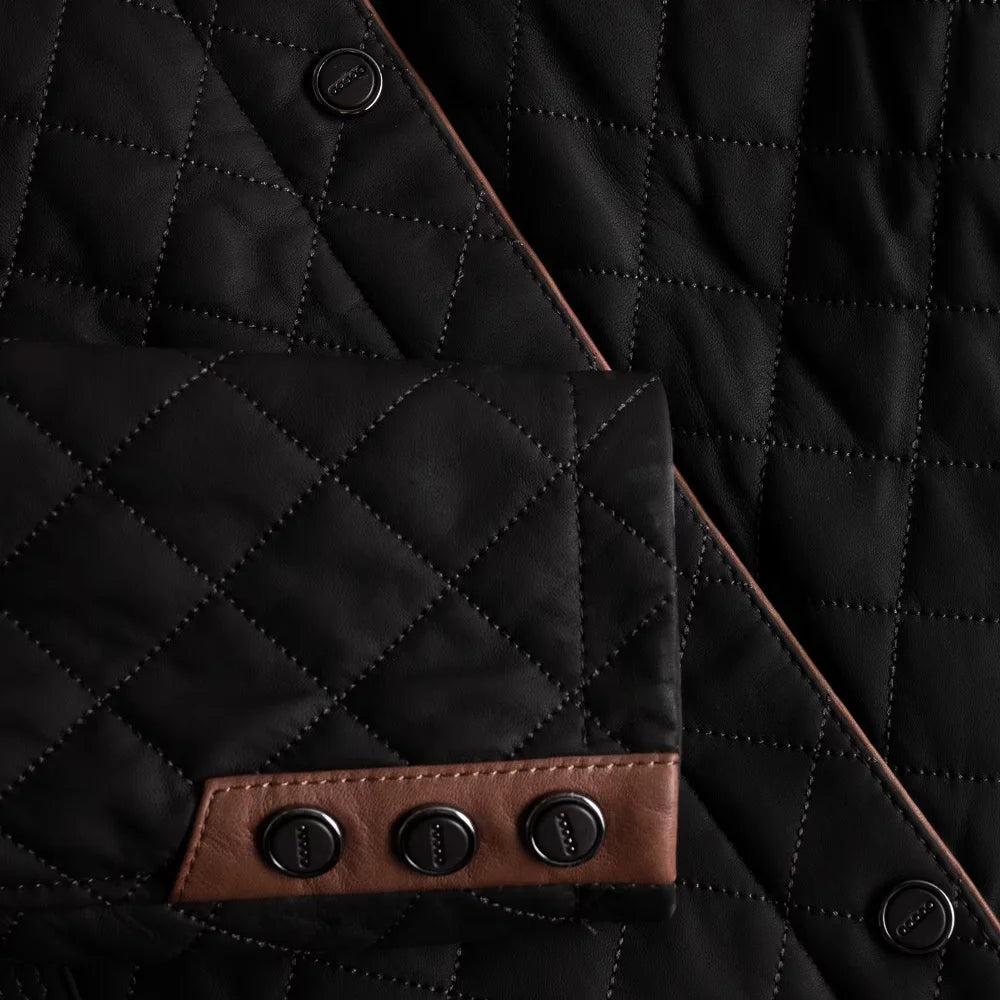 Quilted-Brown-Women's-Leather-Stand-Collar-Jacket
