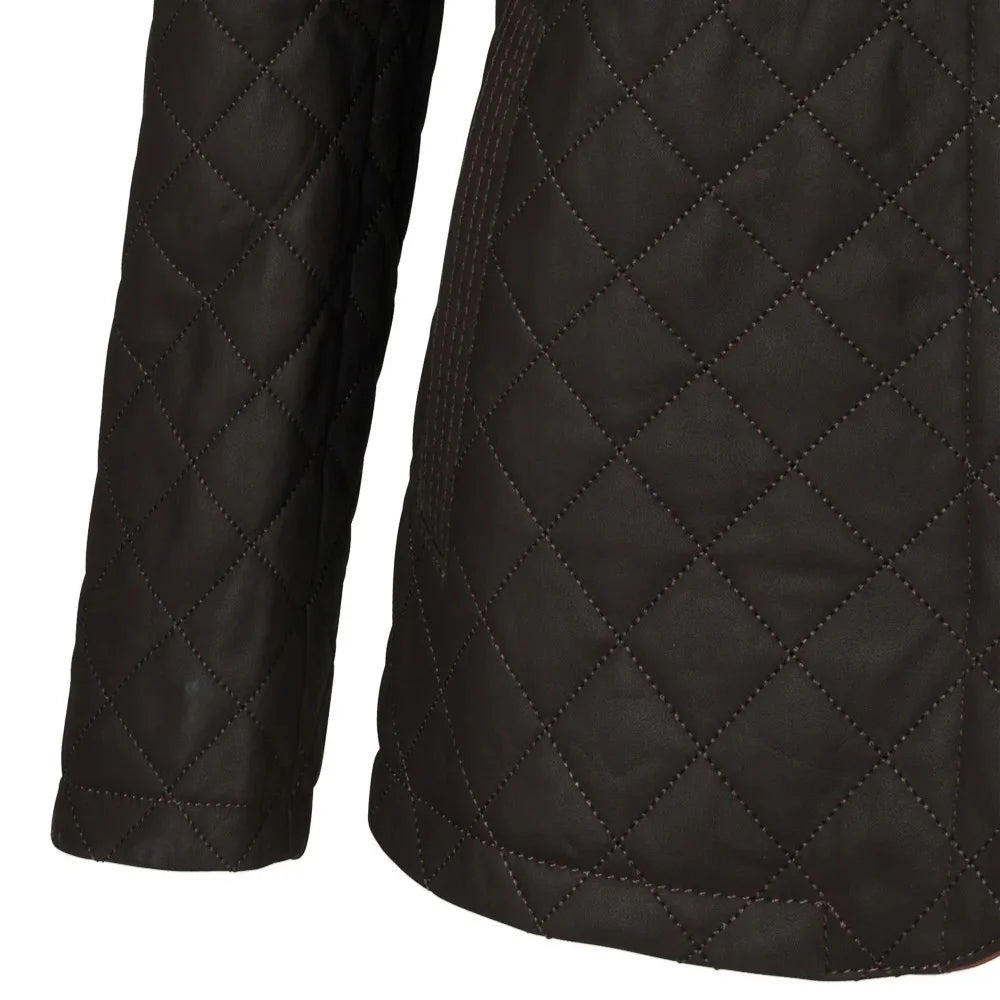 Quilted-Leather-Dark-Brown-Field-Jacket-Women's