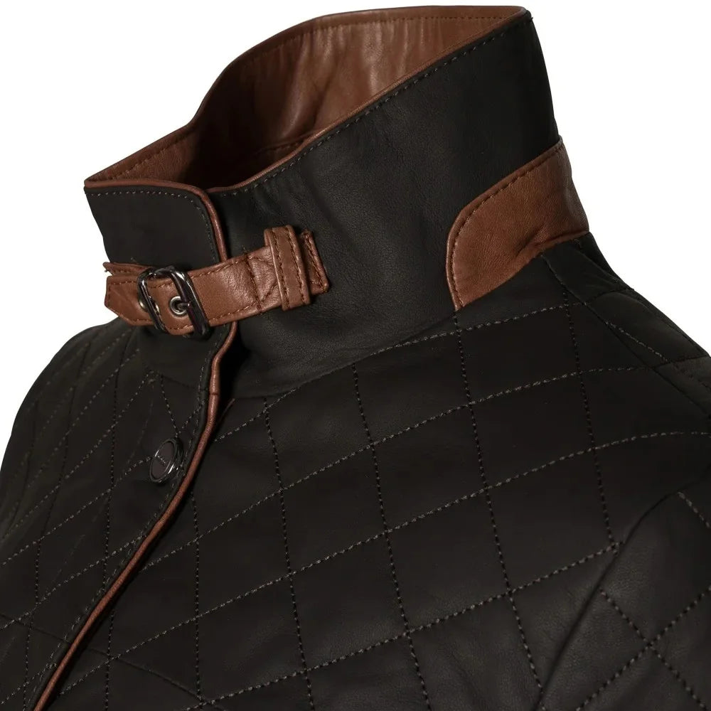 Quilted-Leather-Dark-Brown-Jacket-Women's