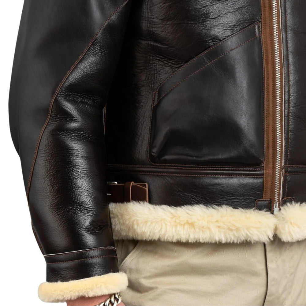 Henry Men's Real Brown B3 Sheepskin Flight Jacket