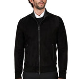 Mens Sheepskin Black Suede Leather Bomber Jacket
