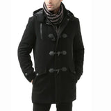 Men's Single Breasted Walking Toggle Duffle Coat with Hood