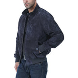 Stand-Collar-Prussian-Blue-suede--Bomber-Jacket-Men's
