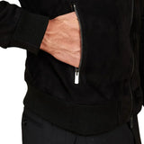 Mens Sheepskin Black Suede Leather Bomber Jacket
