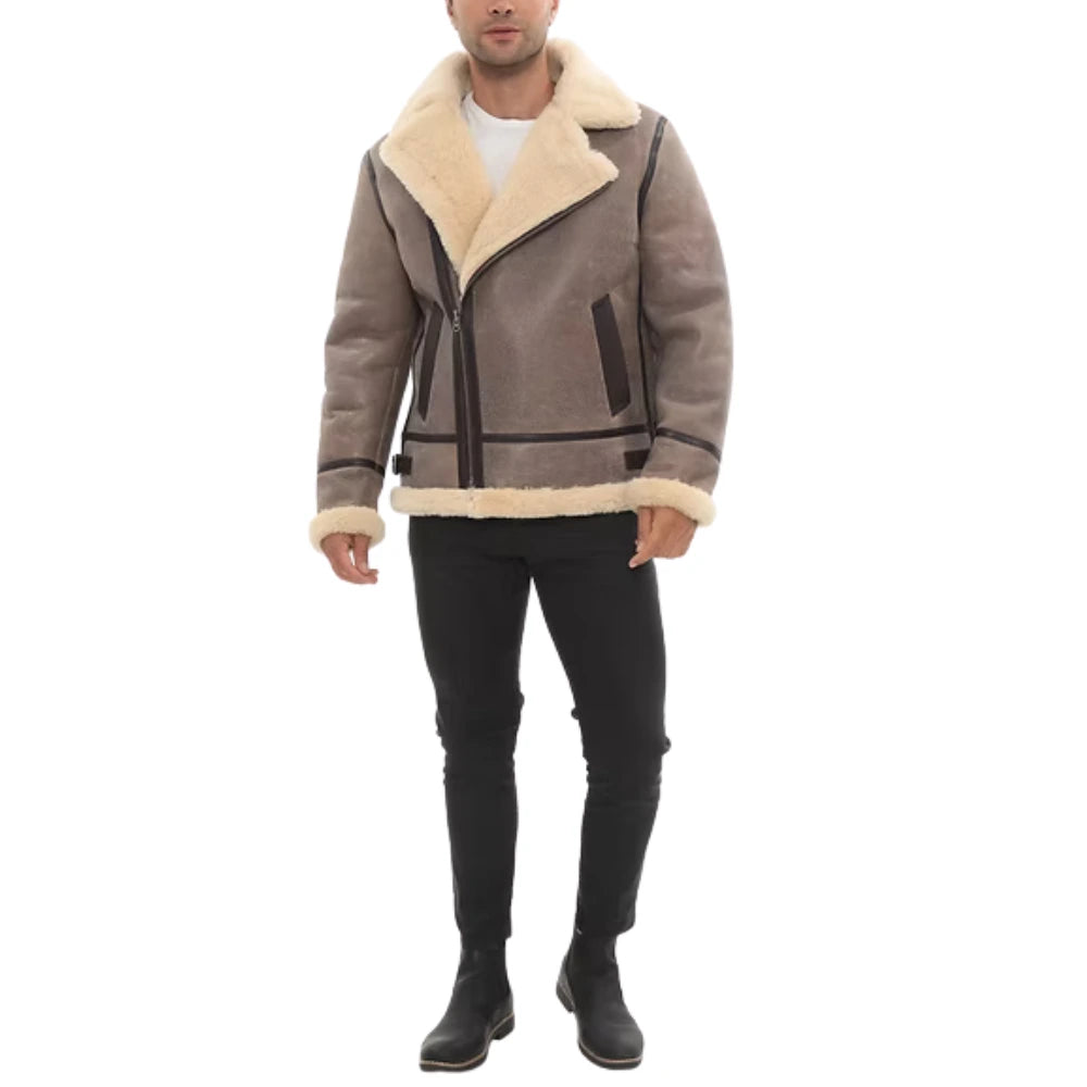 Taupe-Brown-Leather-Men's-Shearling-Aviator-Jacket