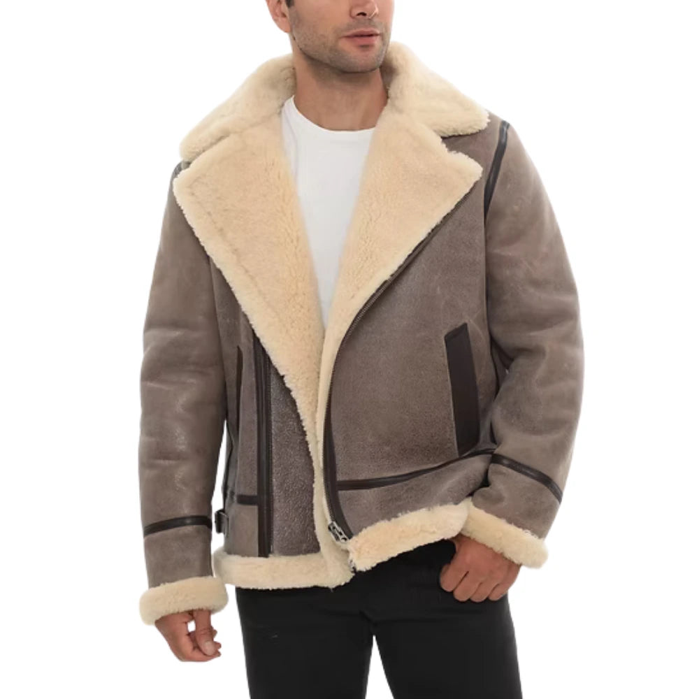 Taupe-Brown-Shearling-Leather-Aviator-Jacket-Men's