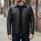 Trucker-Leather-Black-Jacket-Men's