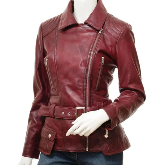 Women-Distressed-Biker-Burgundy-Leather-Jacket